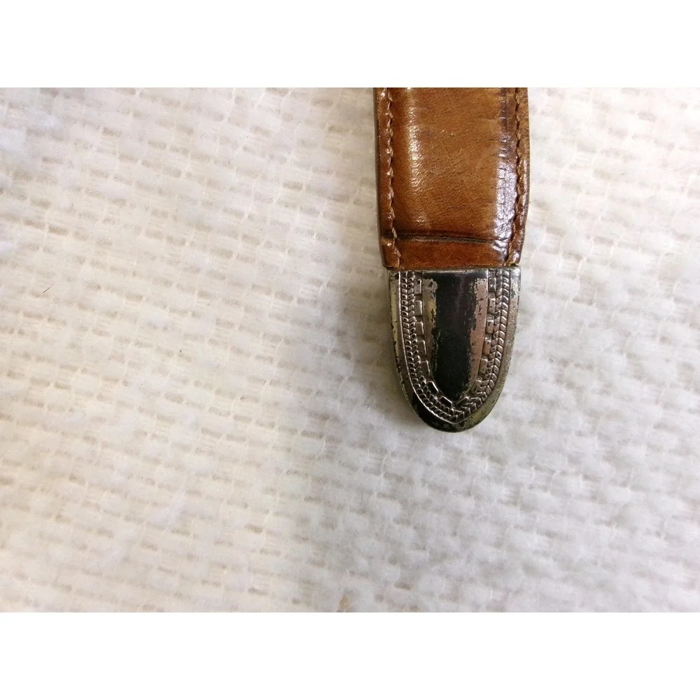 Vintage Onyx 1993 Brown Crocodile Embossed Leather Western Belt Silver Tip 40